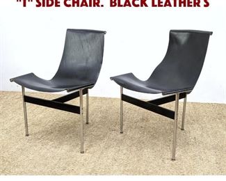 Lot 1019 Pair LAVERNE KATAVOLOS T Side Chair. Black Leather S
