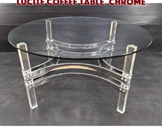 Lot 1020 CHARLES HOLLIS JONES Style Lucite Coffee Table. Chrome 