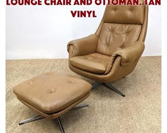Lot 1021 2pc OVERMAN Swivel Lounge Chair and Ottoman. Tan vinyl 