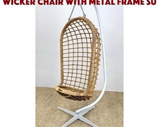 Lot 1024 Vintage Hanging Rattan Wicker Chair with Metal Frame su
