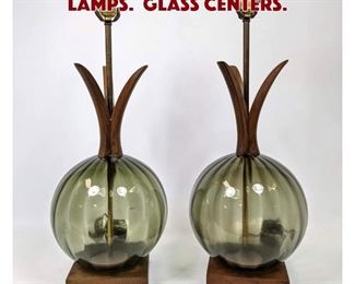 Lot 1035 Pair 50s Modern Table Lamps. Glass Centers.