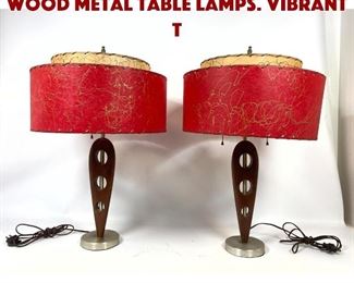 Lot 1042 Pr Mid Century Modern Wood Metal Table Lamps. Vibrant t