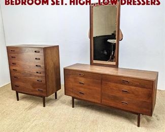 Lot 1049 Walnut American Modern Bedroom Set. High , Low Dressers