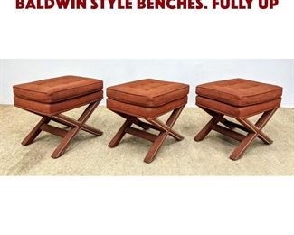 Lot 1051 Set 3 Upholstered Billy Baldwin style Benches. Fully up