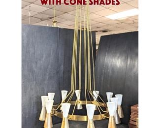 Lot 1065 Large 8 foot Chandelier with cone shades 