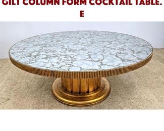 Lot 1080 Patterned Mirror Top Gilt Column Form Cocktail Table. E
