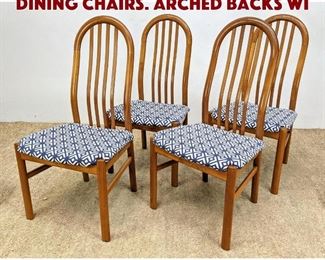 Lot 1093 Set 4 Danish Teak modern Dining Chairs. Arched Backs wi