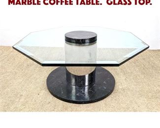 Lot 1109 Decorator Chrome and Marble Coffee Table. Glass top. 