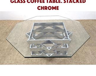 Lot 1110 Modernist Chrome and Glass Coffee Table. Stacked chrome
