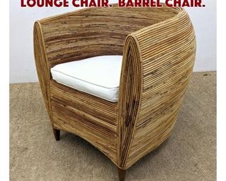 Lot 1108 Pencil Reed Rattan Lounge Chair. Barrel Chair. 