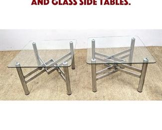 Lot 1115 Pair Decorator Chrome and Glass Side Tables. 