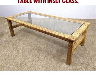 Lot 1120 Woven Rattan Coffee Table with Inset Glass. 