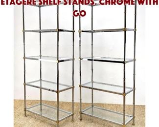 Lot 1126 Pair Regency Style Etagere Shelf Stands. Chrome with go