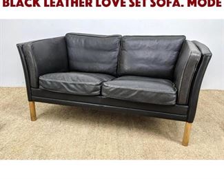 Lot 1128 After BORGE MORGENSEN Black Leather Love Set Sofa. Mode