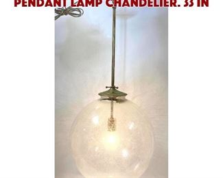 Lot 1132 Large Crackle Glass Ball Pendant Lamp Chandelier. 33 in
