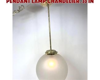 Lot 1134 Large Frosted Glass Ball Pendant Lamp Chandelier. 33 in