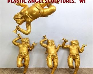 Lot 1136 4 Lg Gold Painted Molded Plastic Angel Sculptures. wi