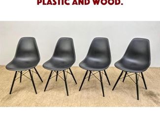 Lot 1154 Set 4 EAMES Side Chairs. Plastic and Wood.
