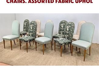 Lot 1180 Set 10 upholstered Dining Chairs. Assorted Fabric Uphol