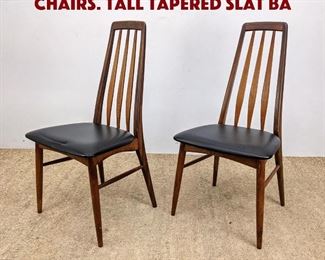 Lot 1183 Pr Danish Teak Dining Side Chairs. Tall Tapered Slat Ba