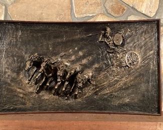 Vintage Wall Art 4 Horseman Roman Chariot Resin Very Heavy