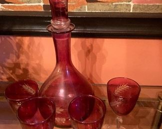 Vintage Red Decanter