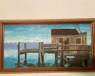 Oil Painting House on Pier