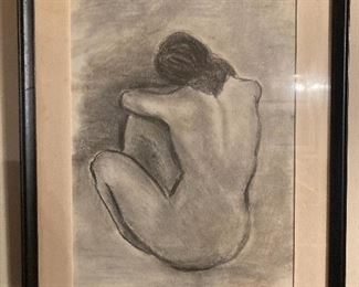 Vintage Abstact Nude Back Sketch