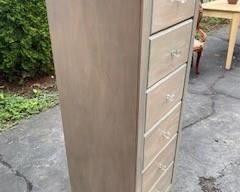 NEW LIGHT WOOD HIGHBOY, 6 DRAWERS, GLASS PULLS