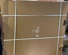 2 HERMAN MILLER WHITE LAMINATE TOPS: 1 SQUARE AND 1 ROUND, IN ORIGINAL PACKAGING