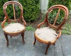 PAIR OF ANTIQUE VICTORIAN CHAIRS, NEED TO BE UPHOLSTERED