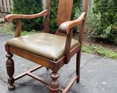 VINTAGE CHAIR, LEATHER UPHOLSTERED SEAT