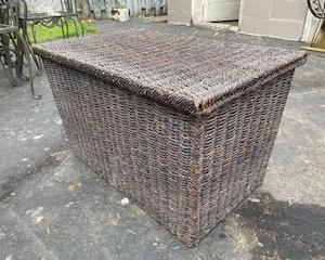LARGE RATTAN TRUNK BY POTTERY BARN