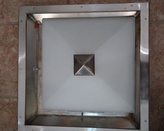 FINE ART LAMPS FLUSHMOUNT LIGHT, WHITE GLASS AND NICKEL, 20" SQUARE