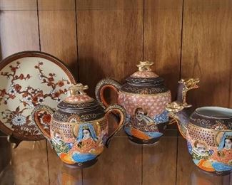 Hand Painted Asian Tea Set