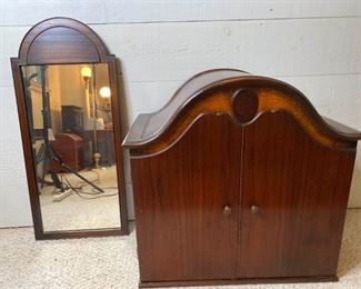 Tabletop Hutch Cabinet with Matching Mirror