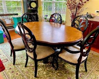 Beautiful Dining Table on Pedestal, 6 Dining Chairs (2 Armed, 4 Dining Chairs)