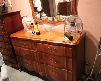 Bed room set dresser, and chest with mirror 