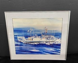 171Print of USS Pueblo Autographed to Red Soxer Lou Gorman