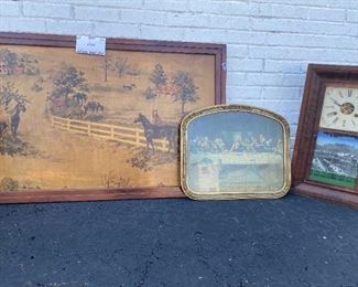 220Giant Horse Print, Last Supper, and Clock