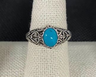 332Sterling Silver and Turquoise Cabochon Ring