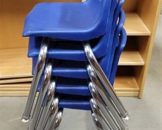 Lot of 5 Navy Blue Children's Stackable Chairs