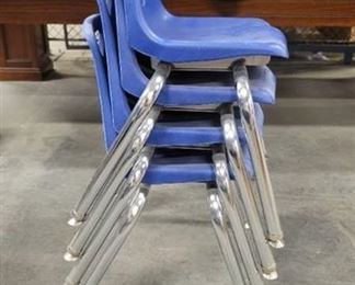 Lot of 4 Blue Stackable Children's Chair