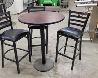Bar Height Round Table with 3 Barstools - Perfect for Man Cave