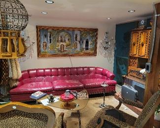 Cheetah Wingback Chairs, 8 foot Custom Red Leather Sofa and much more