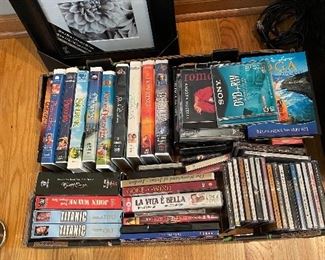 VHS tapes, CD's and DVD's