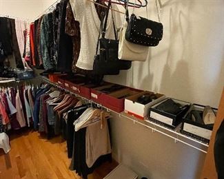 Women's clothing (sizes Petite, Small, Medium). Women's shoes size 7