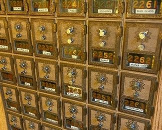 Vintage US Post Office mail box unit. Each box has it's own key. 