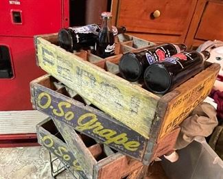 Vintage soda bottles and crates