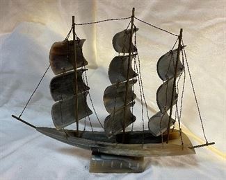 Hand carved animal horn ship